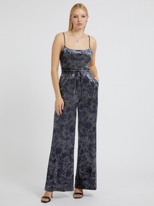 Floral Fantasy Guess Aksominės Plačios Kelnės