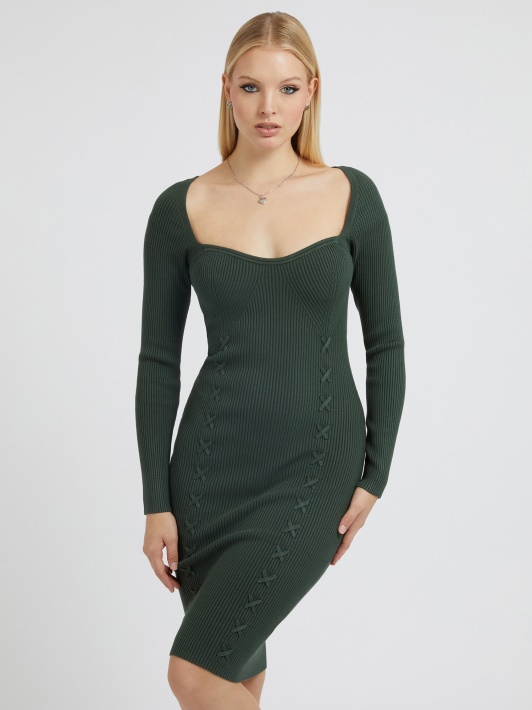Bodycon Megztinis Suknelė žalia Spėjimas
