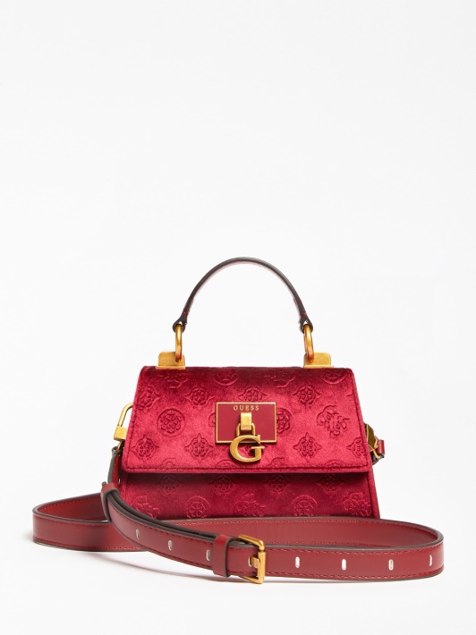 Raudona Guess Stephi Velvet Mini Rankinė