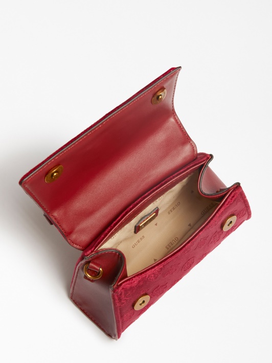 Raudona Guess Stephi Velvet Mini Rankinė