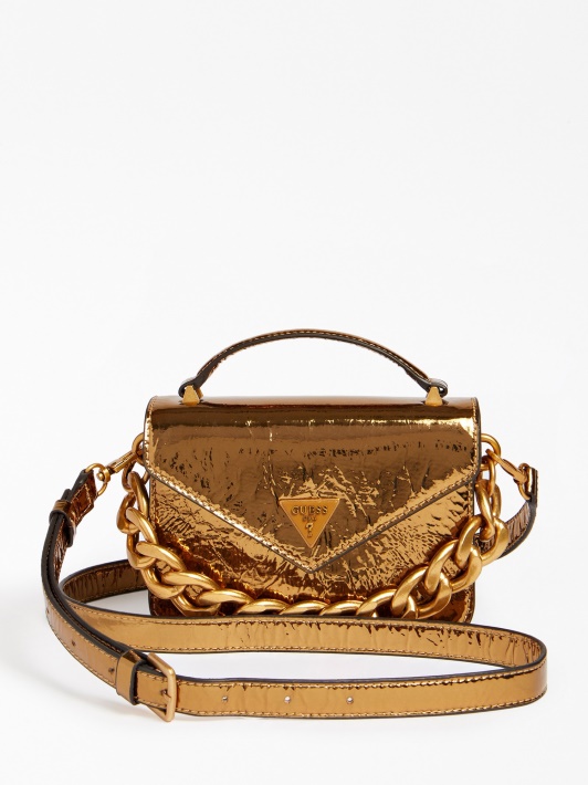 Bronzinis Atspėti Folijuotas Retour Mikro Crossbody Maišelis