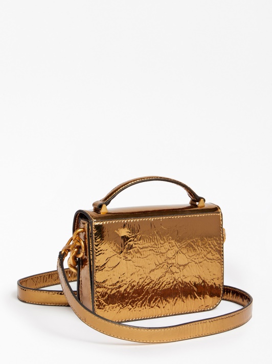 Bronzinis Atspėti Folijuotas Retour Mikro Crossbody Maišelis