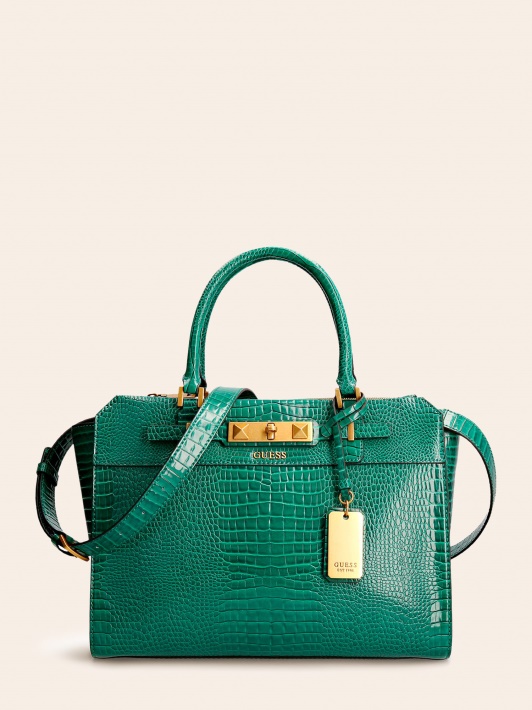 žalia Guess Raffie Croc Spausdinimo Rankinė