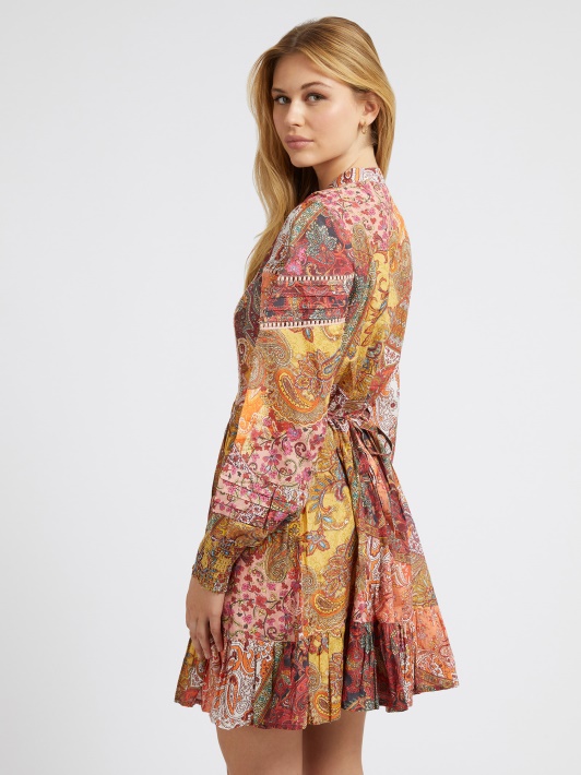 Paisley Print Suknelė Raudona Spėjimas