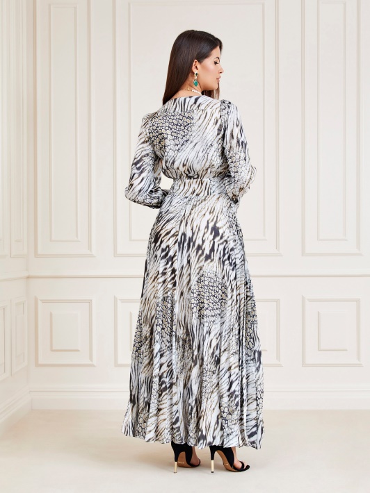 Balta Multi Marciano Visiems Print Maxi Suknelė Atspėti