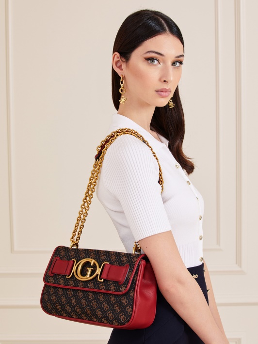 Tamsiai Raudonas Aileen 4g Logotipas Crossbody Bag Guess