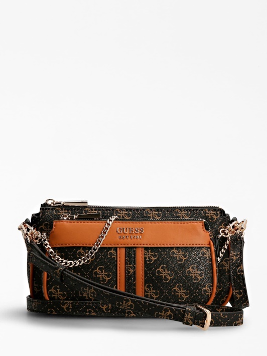 Guess Kasinta 4g Logo Mini Crossbody Tamsiai Ruda