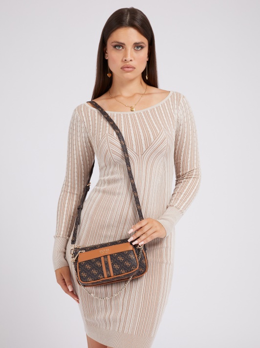 Guess Kasinta 4g Logo Mini Crossbody Tamsiai Ruda