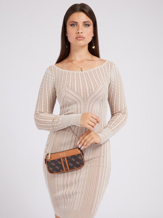 Guess Kasinta 4g Logo Mini Crossbody Tamsiai Ruda