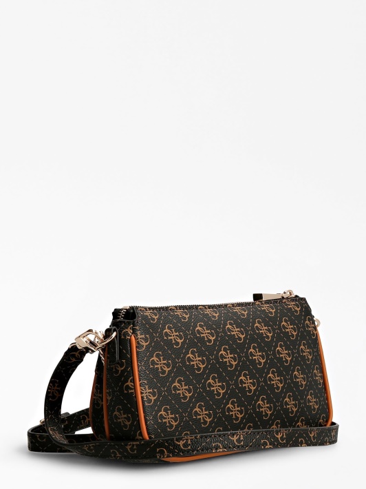 Guess Kasinta 4g Logo Mini Crossbody Tamsiai Ruda
