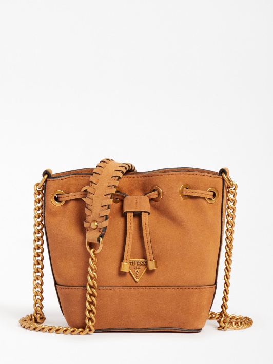 Smėlio Spalvos Kaoma Suede Mini Bucket Bag Spėlionė