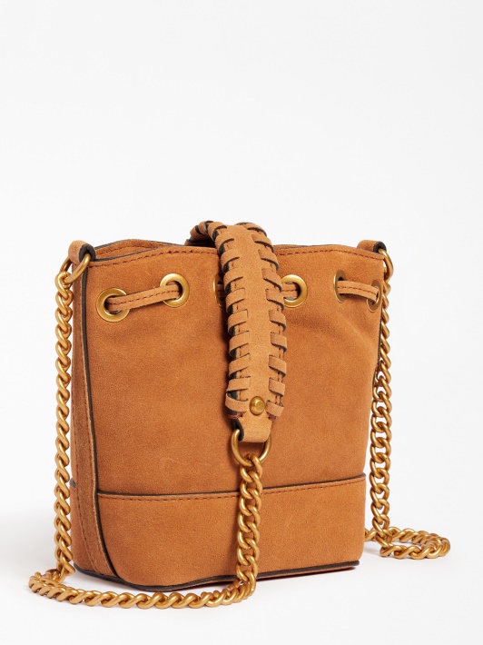 Smėlio Spalvos Kaoma Suede Mini Bucket Bag Spėlionė