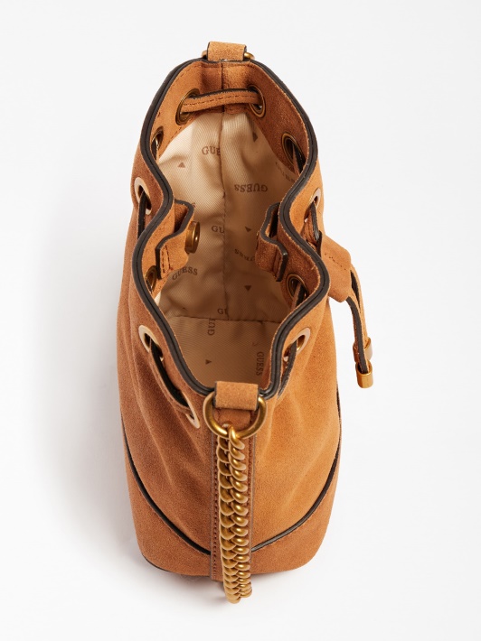 Smėlio Spalvos Kaoma Suede Mini Bucket Bag Spėlionė