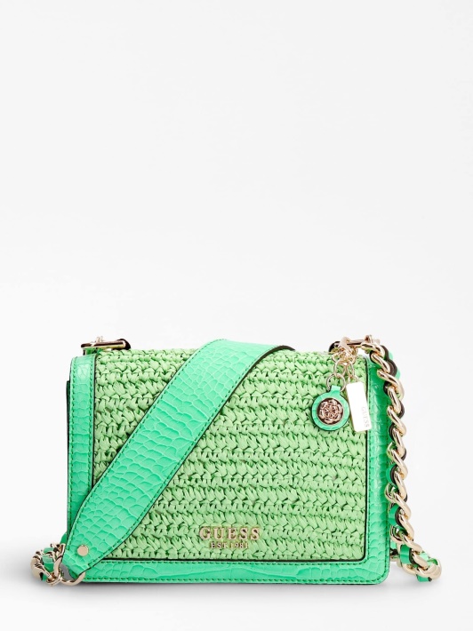 Abey Raffia Mini Crossbody Bag Green Spėjimas