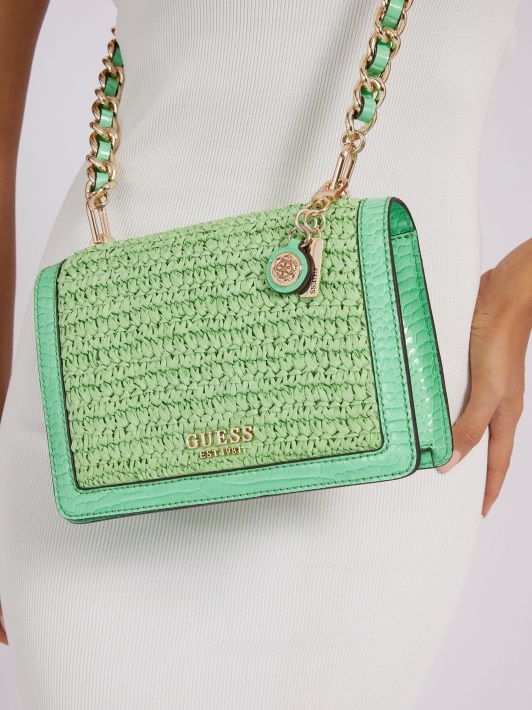 Abey Raffia Mini Crossbody Bag Green Spėjimas