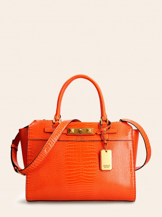 Oranžinė Raffie Croc Print Rankinė Spėlioti