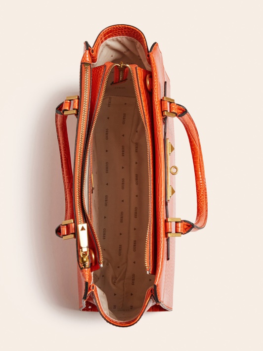 Oranžinė Raffie Croc Print Rankinė Spėlioti