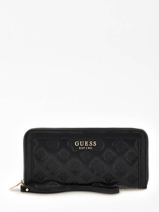 Juoda Guess Abey Maxi Piniginė Su įspaustu Logotipu