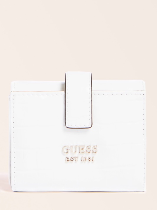 Atspėkite Baltą Katey Croc Print Mini Piniginę