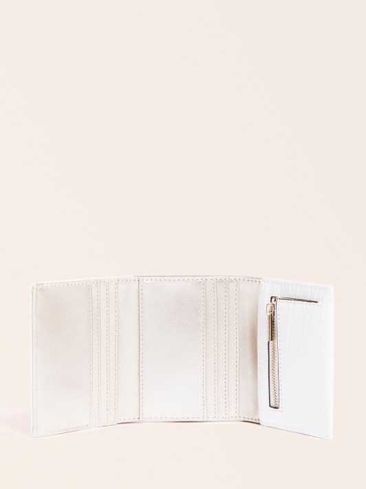 Atspėkite Baltą Katey Croc Print Mini Piniginę