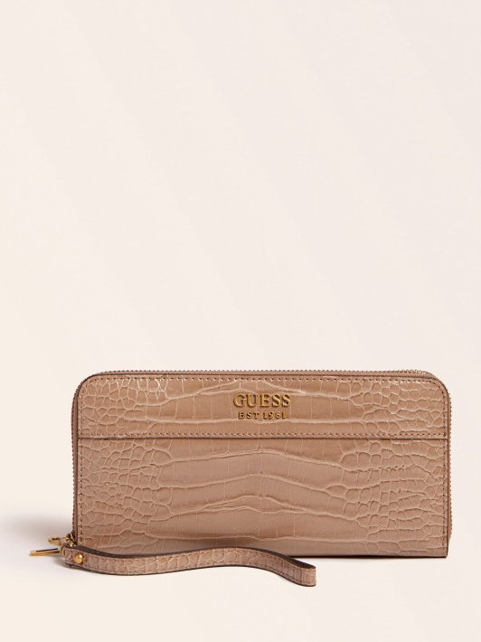 Kreminė Katey Croc Print Maxi Piniginė Spėjimas