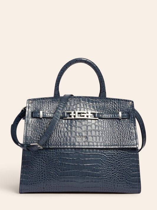 Mėlyna Guess Megan Luxe Tikros Odos Rankinė