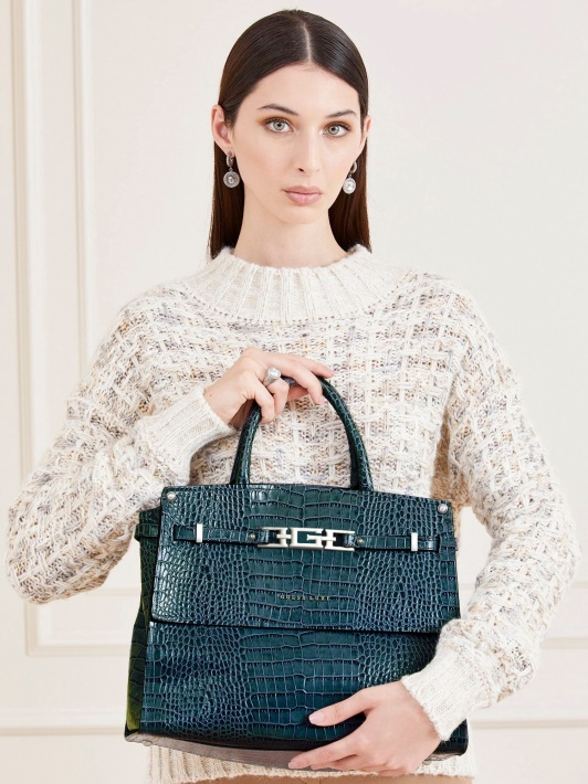 Mėlyna Guess Megan Luxe Tikros Odos Rankinė