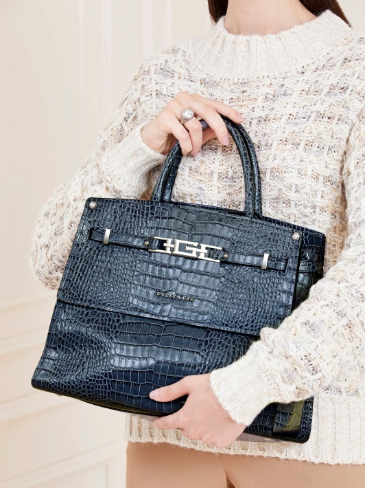 Mėlyna Guess Megan Luxe Tikros Odos Rankinė