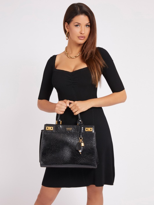 Juoda Guess Katey Python Print Maxi Rankinė