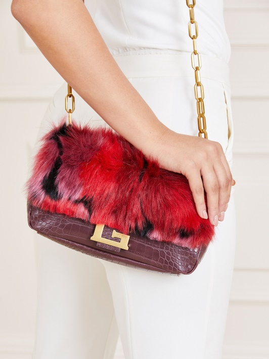Spėk Helma Dirbtinio Kailio Crossbody Raudona