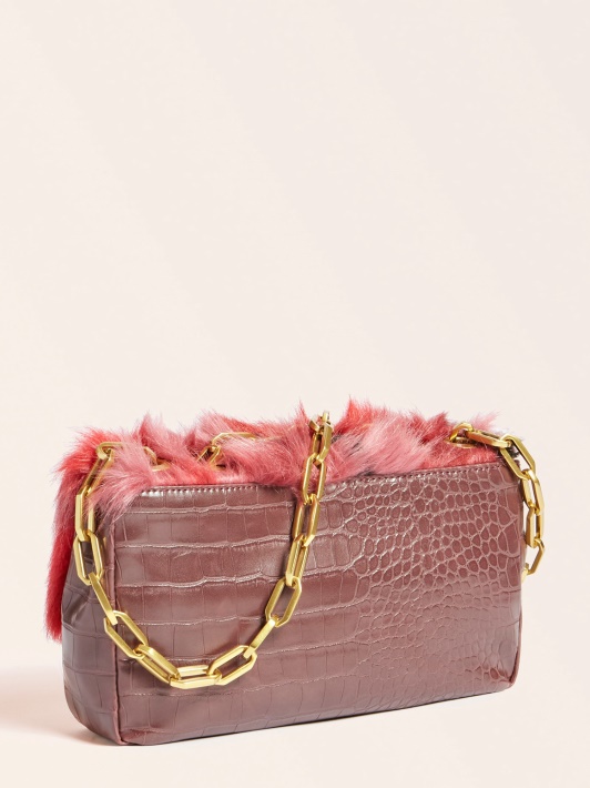 Spėk Helma Dirbtinio Kailio Crossbody Raudona