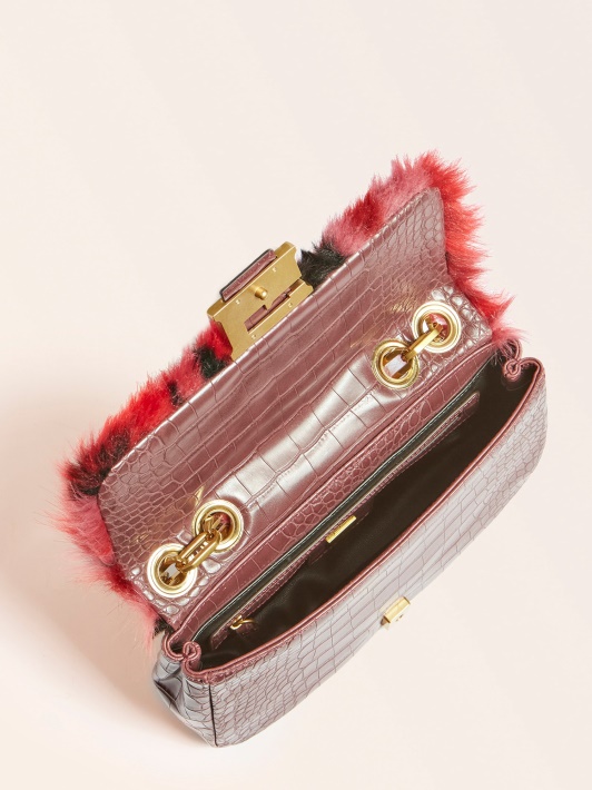 Spėk Helma Dirbtinio Kailio Crossbody Raudona