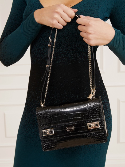 Katey Croc Print Mini Crossbody Krepšys Juodas Spėjimas