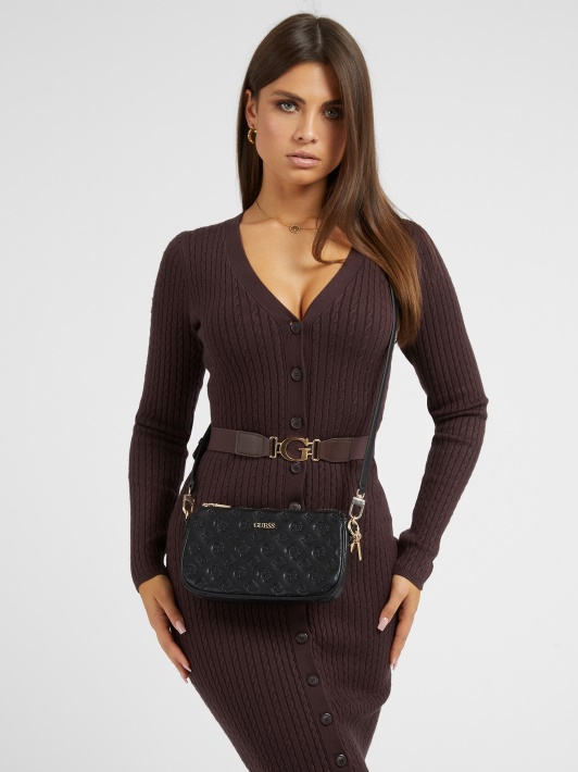 Atspėkite La Femme Su įspaudu Logotipu Mini Crossbody Juoda