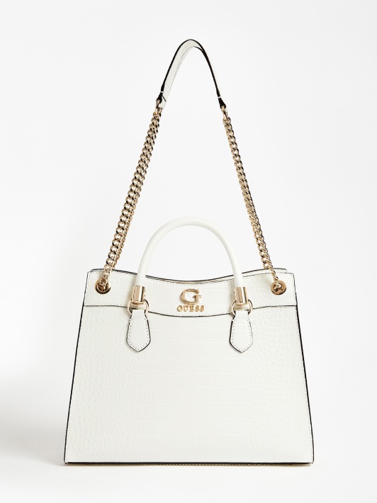 Nell Croc-print Rankinė Guess Balta