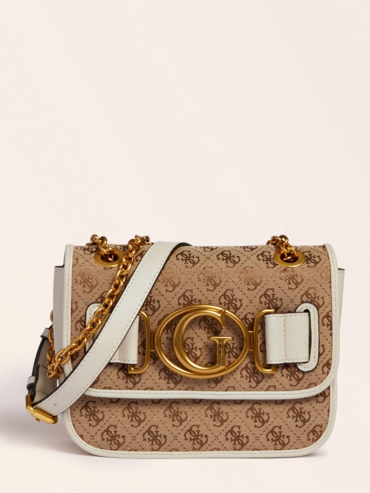 Guess Aileen 4g Logotipas Crossbody Bag Baltas