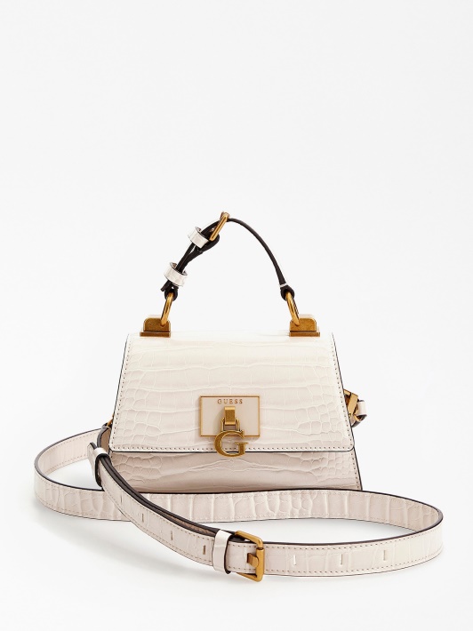 Stephi Croc Print Mini Rankinė Guess Balta