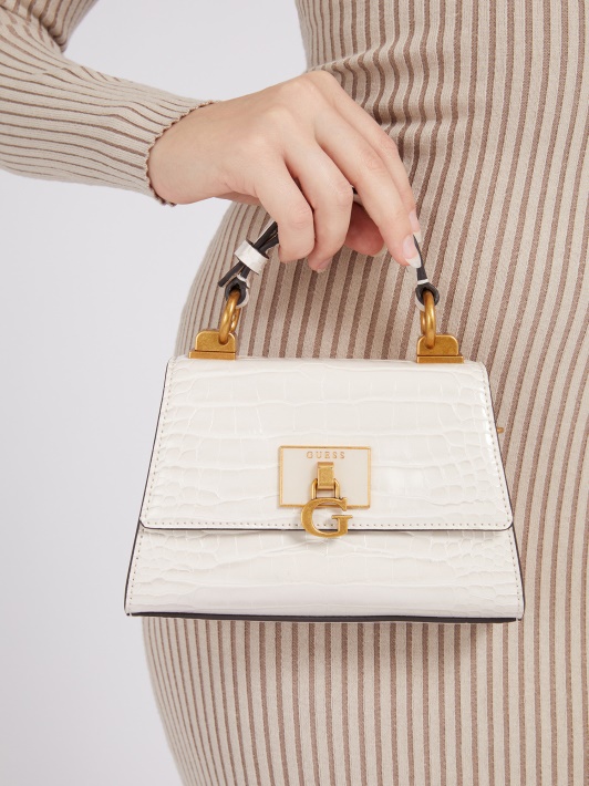 Stephi Croc Print Mini Rankinė Guess Balta
