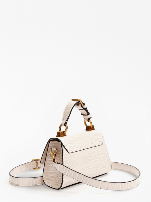 Stephi Croc Print Mini Rankinė Guess Balta