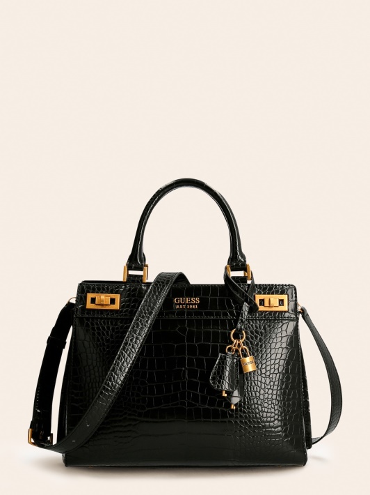 Juoda Guess Katey Croc Spausdinimo Rankinė
