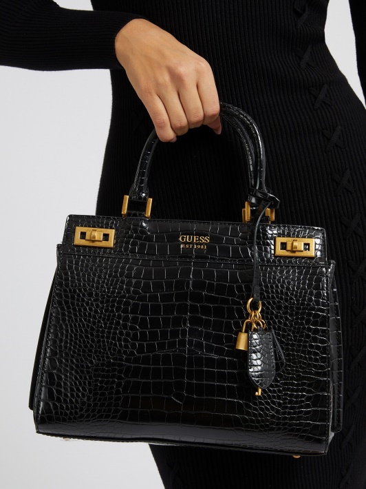 Juoda Guess Katey Croc Spausdinimo Rankinė