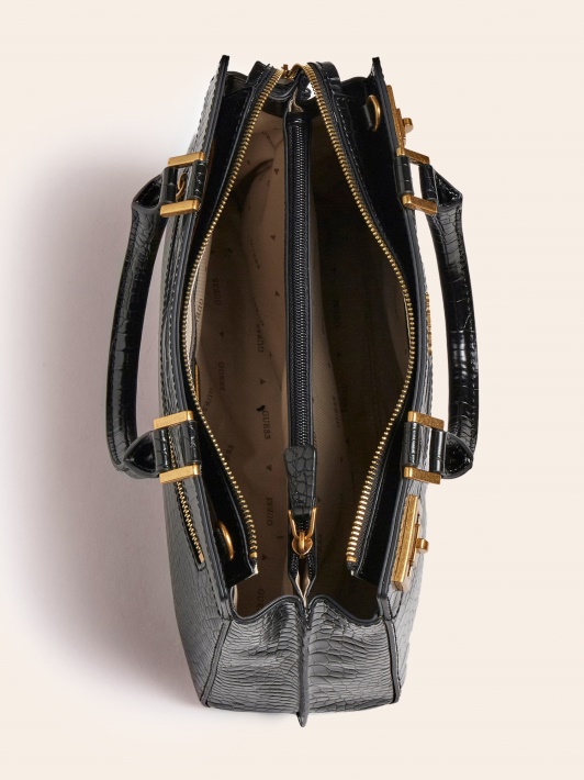Juoda Guess Katey Croc Spausdinimo Rankinė