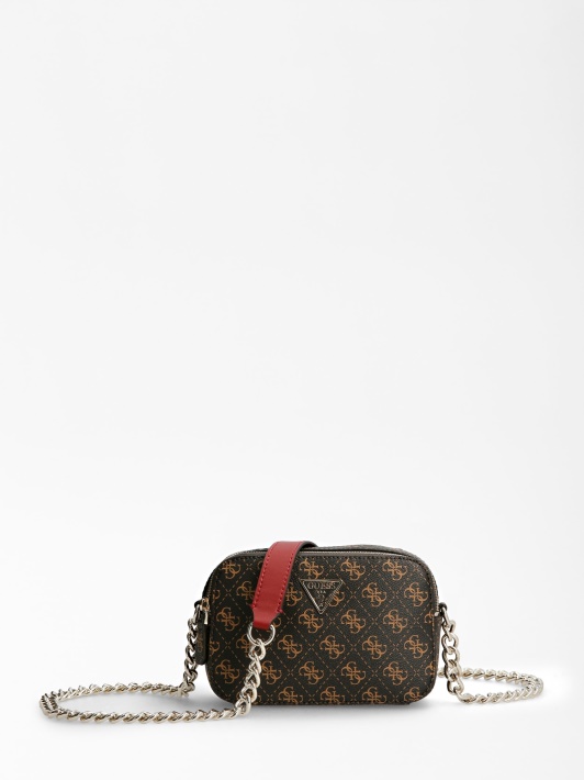 Rudas Guess Noelle 4g ​​logotipas Mini Crossbody Krepšys