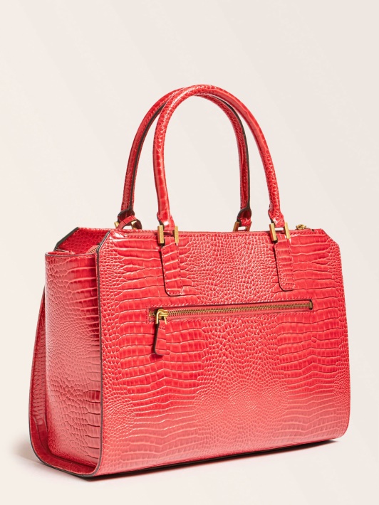 Raudona Raffie Croc Print Rankinė Spėlioti