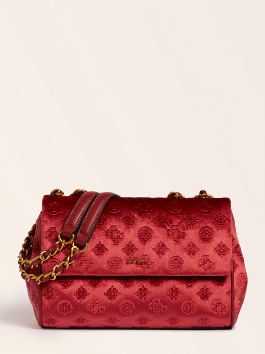Kimi Velvet Crossbody Bag Guess Raudona