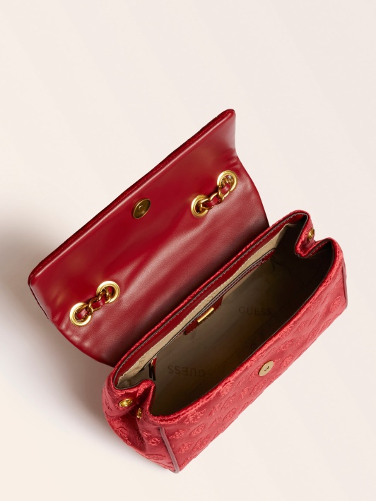 Kimi Velvet Crossbody Bag Guess Raudona