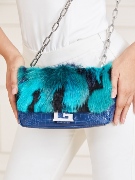 Helma Dirbtinio Kailio Crossbody Blue Spėjimas