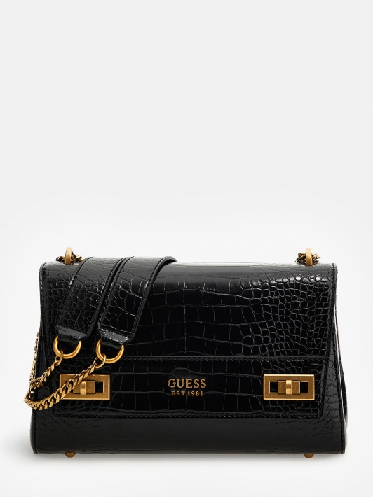 Atspėkite Katey Croc Print Crossbody Black