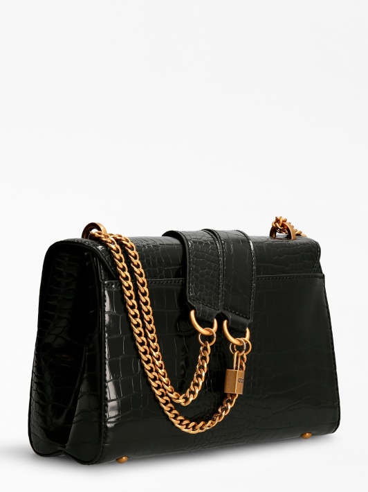 Atspėkite Katey Croc Print Crossbody Black