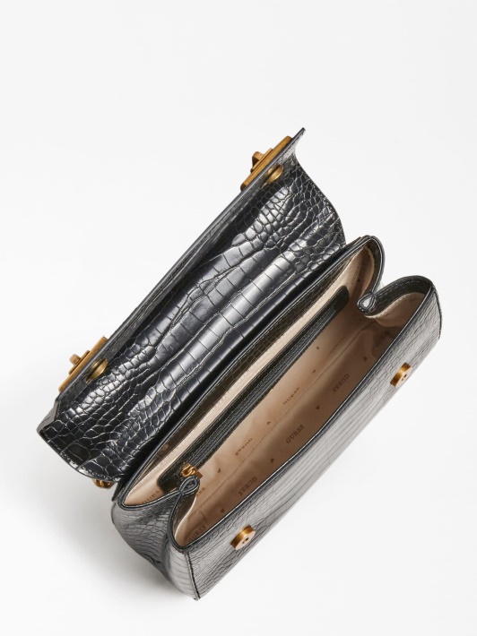 Atspėkite Katey Croc Print Crossbody Black